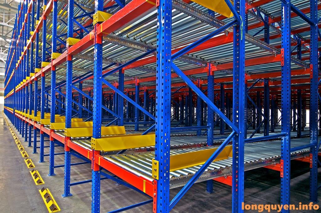 Hệ kệ Pallet Flow con lăn trọng lực nhiều làn FIFO